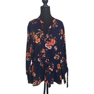 Sweet Rain Navy Floral Blouse